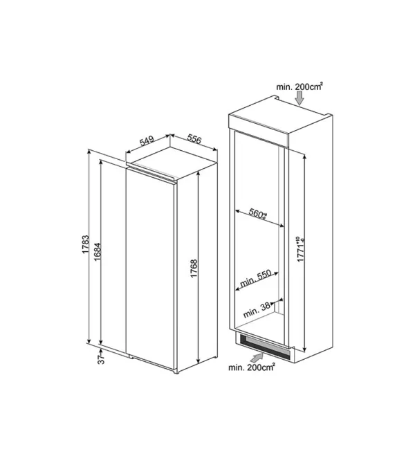 - Neuf- NeufSmeg Design S8L1743E Réfrigérateur universel cm. 55 heures. 177 - 310 litres - blanc- Nouveau- Neuf – Image 2