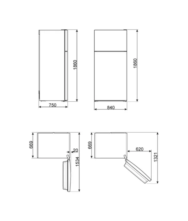Smeg FD84EN4HM Réfrigérateur pose libre universel avec congélateur cm. 84 heures. 186 - selon 586 - effet marbre – Image 3