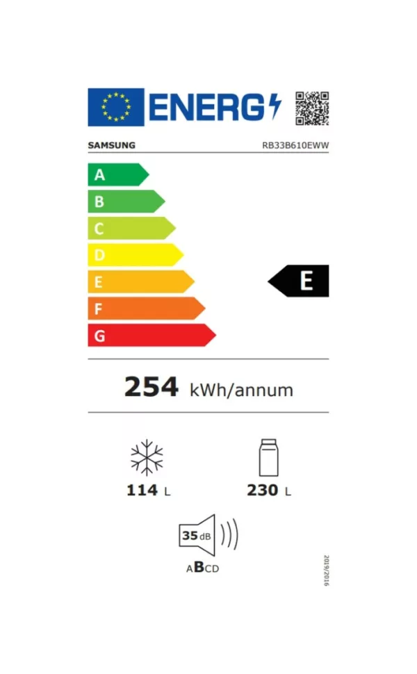 Samsung RB33B610EWW Réfrigérateur pose libre avec congélateur – cm. 60 heures 185-l. 344 - blanc – Image 7