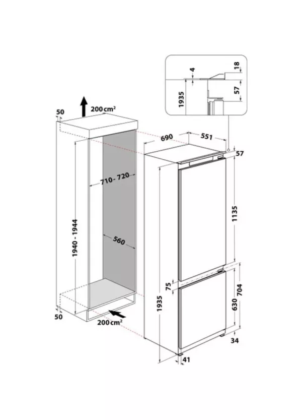 Hotpoint Ariston HA SP70 T111 Réfrigérateur encastrable avec congélateur cm. 69 heures 194 - d'après 394 – Image 13