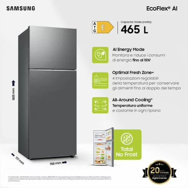 Samsung RT47CG6626S9 Ecoflex® Ai Réfrigérateur pose libre avec congélateur cm. 70 heures. 182 - lt. 465 - métal en acier inoxydable – Image 6