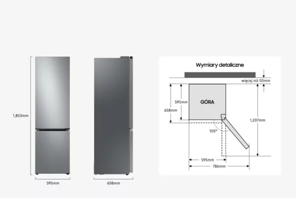 Samsung RB34C601DSA Réfrigérateur pose libre avec congélateur cm. 60 heures. 185 litres. 344 - métal graphite – Image 11