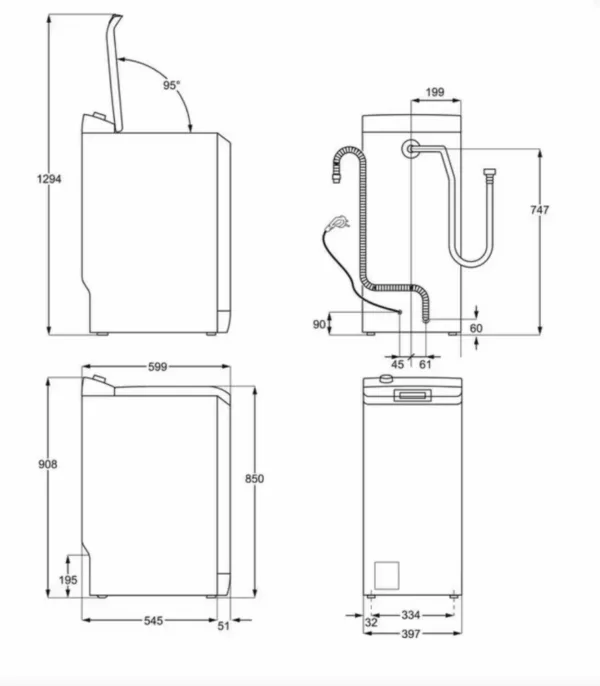 Machine à laver à chargement par le haut Electrolux EW6T526C Série 600 Sensicare cm. 40 - 6 kg - blanc – Image 5