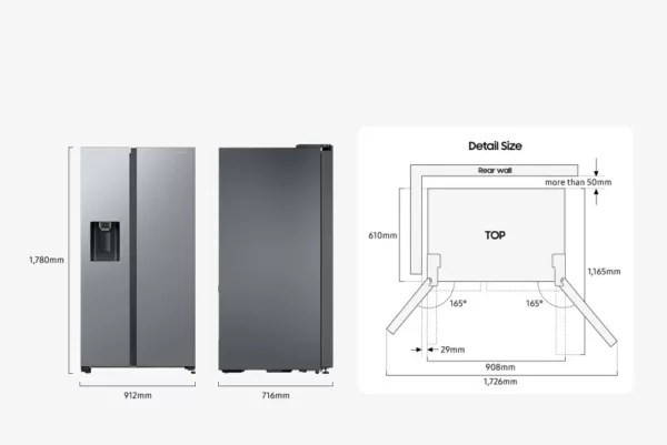 Réfrigérateur Samsung RS65DG54R3B1EF Air Space Ai avec congélateur côte à côte cm. 91 heures. 178 litres. 635 - anthracite – Image 7