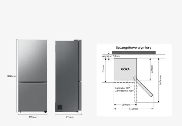 Samsung RB50DG602ES9EO Réfrigérateur pose libre avec congélateur cm. 76 heures. 192 - lt. 508 – acier inoxydable brossé – Image 9