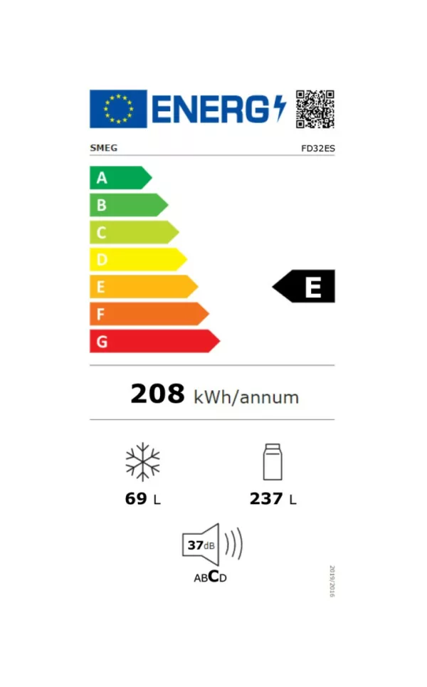Smeg FD32ES Réfrigérateur pose libre avec congélateur cm. 60 heures. 175 - selon 306 - argent – Image 4