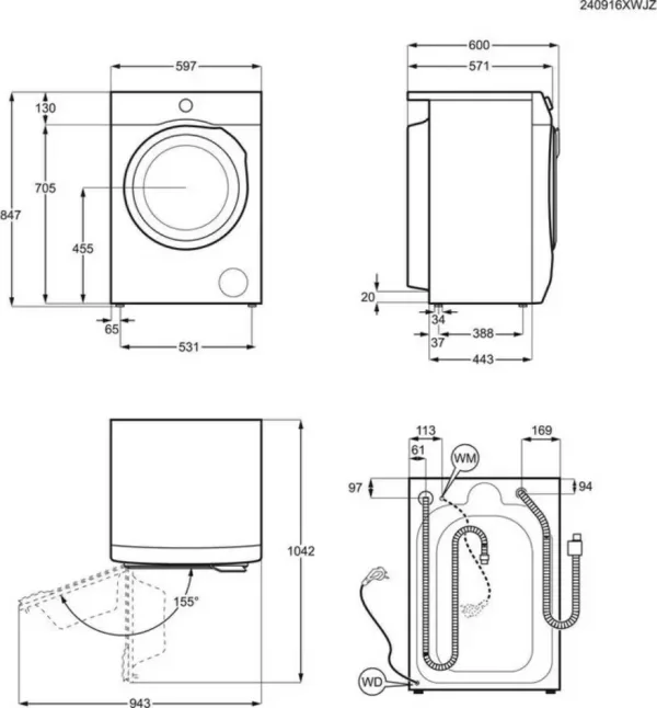 Electrolux EW8W7117GCQ Series 800 Lave-linge séchant Ultracare Autodose 60 cm - laver 11 kg - sécher 7 kg - blanc – Image 2