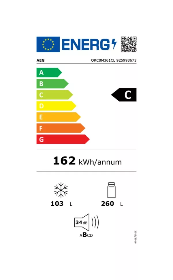 Aeg ORC8M361CL Série 8000 Refroidissement 360° Réfrigérateur pose libre avec congélateur cm. 60 heures. 202 - selon 362 - noir – Image 7